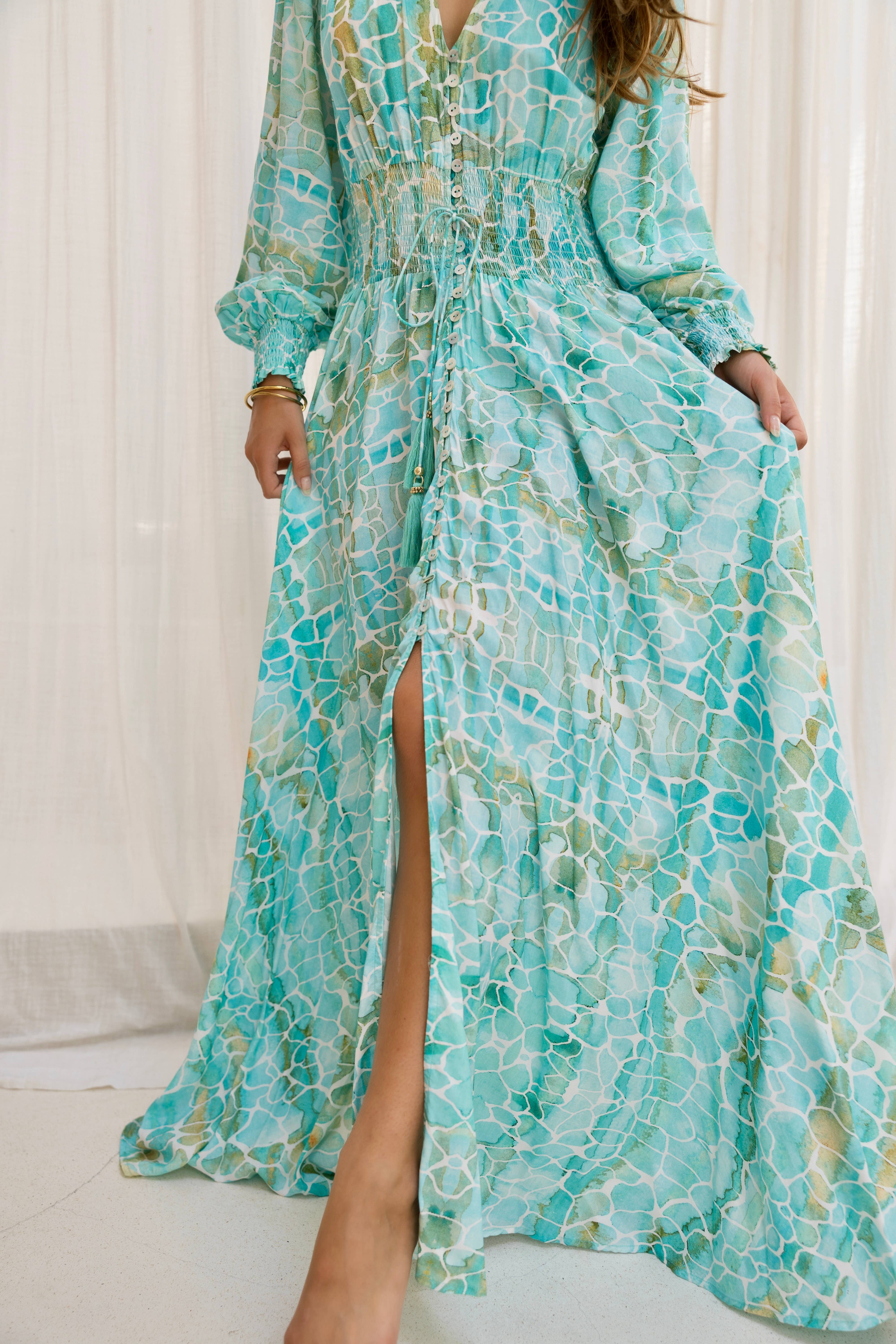Sophia Alexia - Wholesale Dress - Women's - AQUA PEBBLES ST TROPEZ MAXI DRESS5