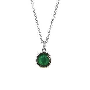 Green Agate Silver Delicate Necklace for wholesale by Maree London