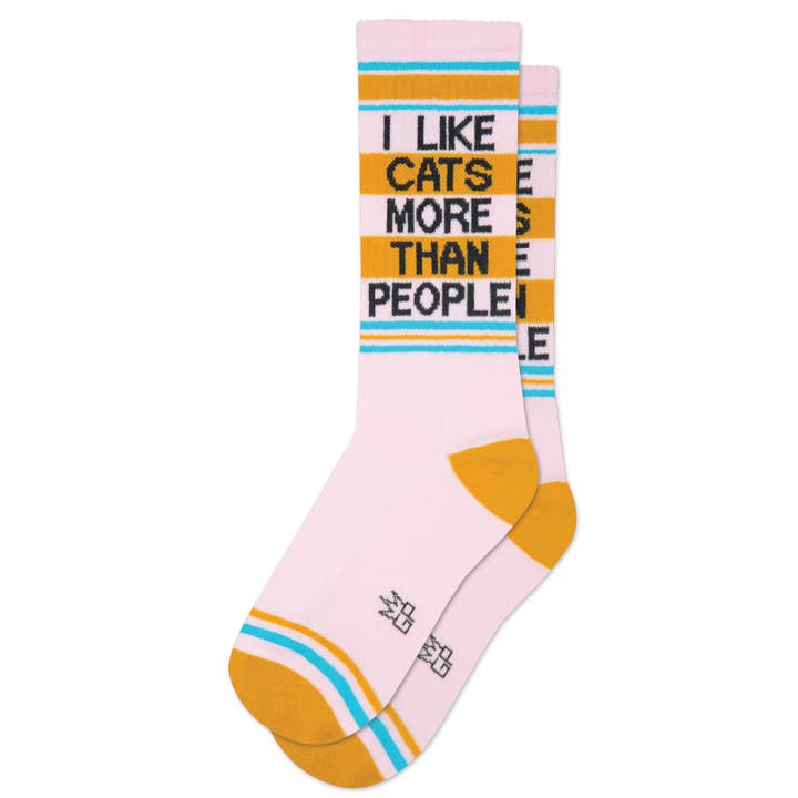 Gumball Poodle - Wholesale Socks - Unisex - I Like Cats More Than People Gym Crew Socks