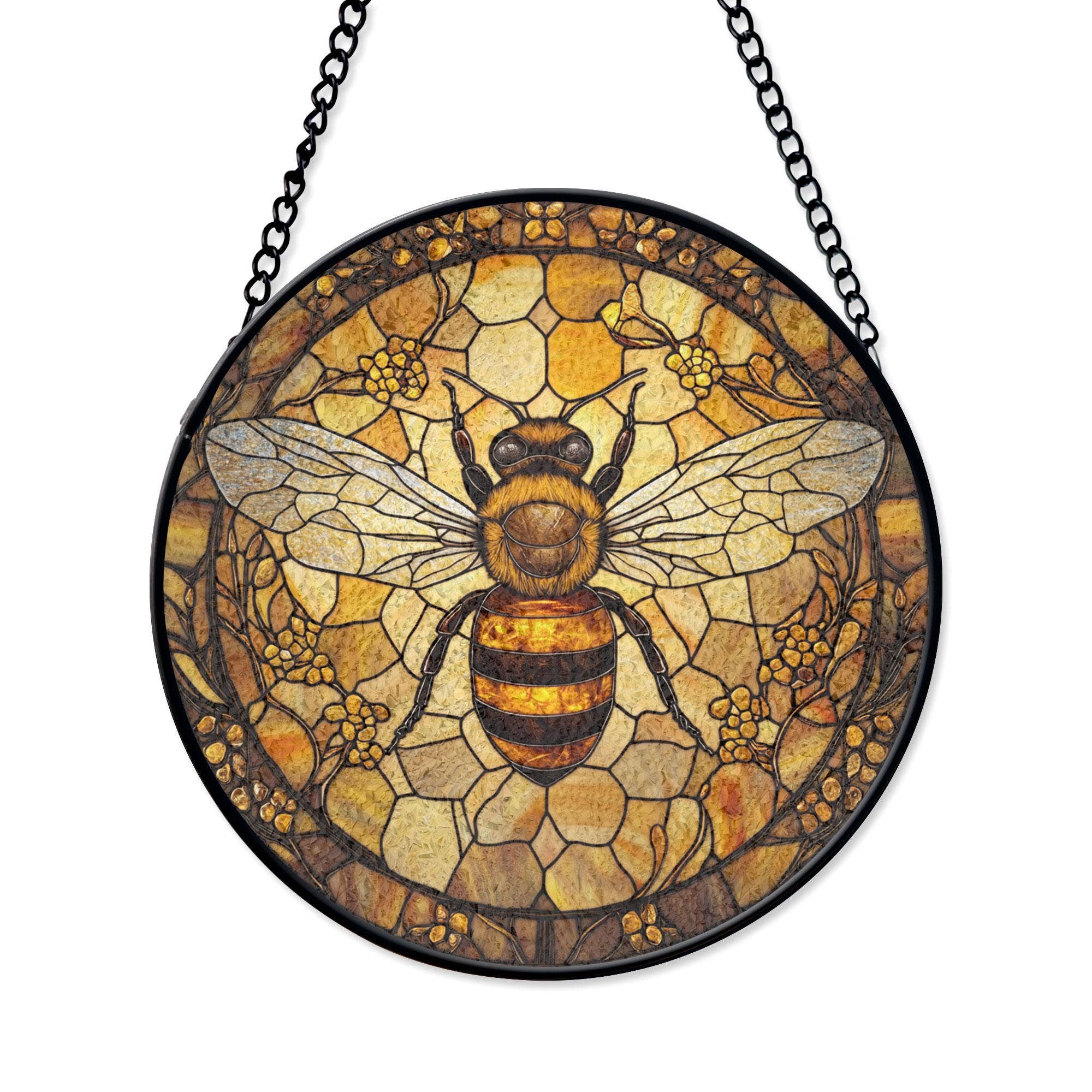 TMLECOM LTD – wholesale Suncatcher – Bee Stained Glass Suncatcher, Honeycomb Window Art4