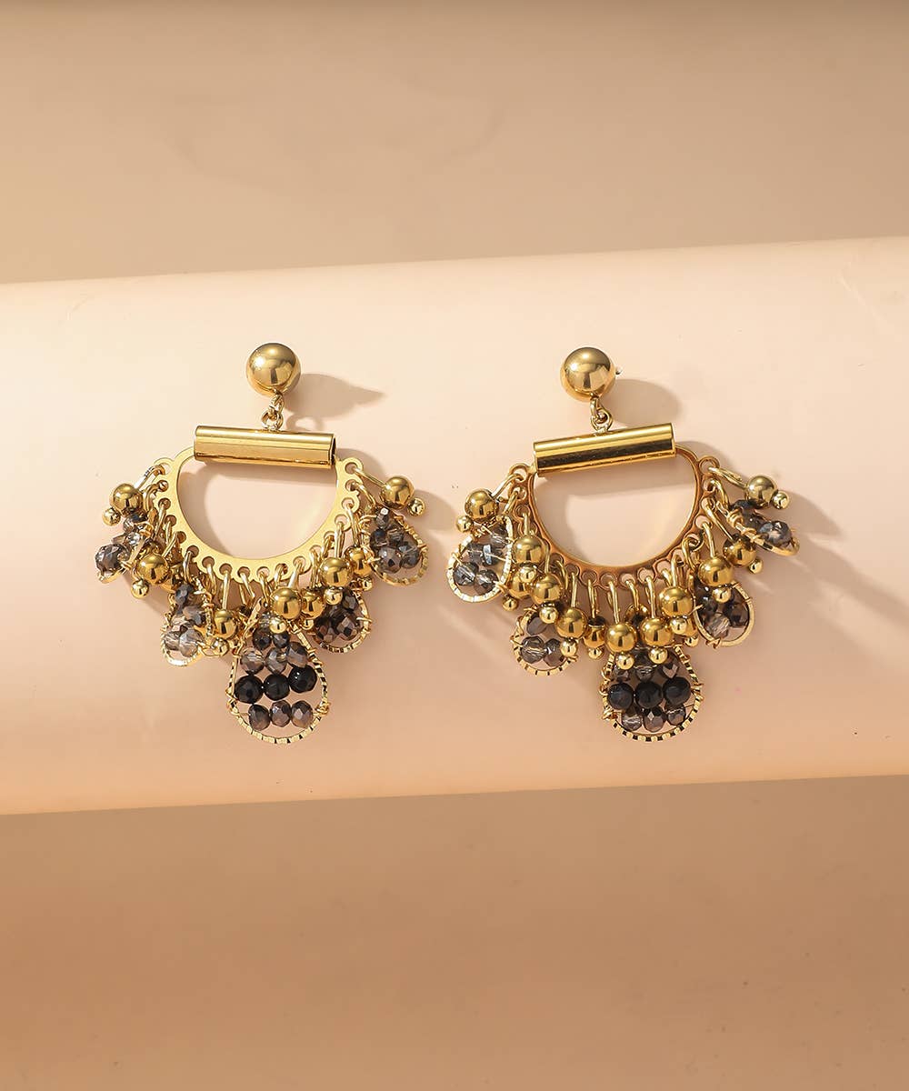 Blossom bijoux - Wholesale Dangle Earrings - BO Nail Stainless Steel Crystal Beads 25BOA0010