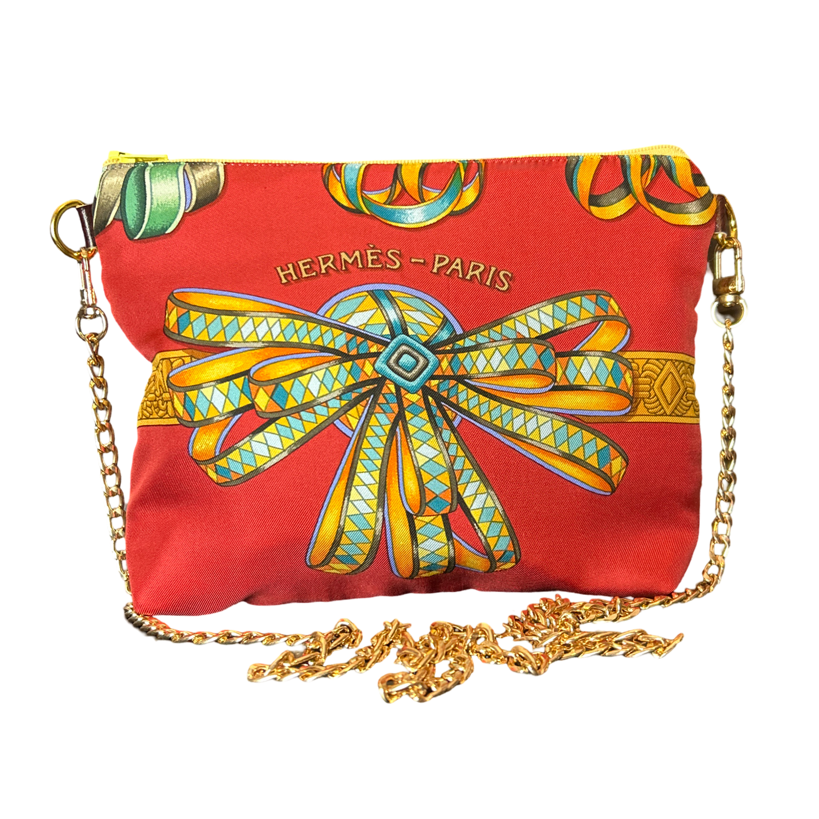 Vintage Luxe Up - Wholesale Crossbody Bag - Women's - Rubans du Cheval Venetian Red Vintage Silk Scarf Crossbody Bag0