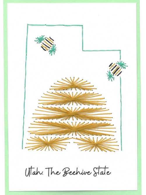 Utah Beehive- Handgestikte wenskaart voor wholesale door Woven Dignity