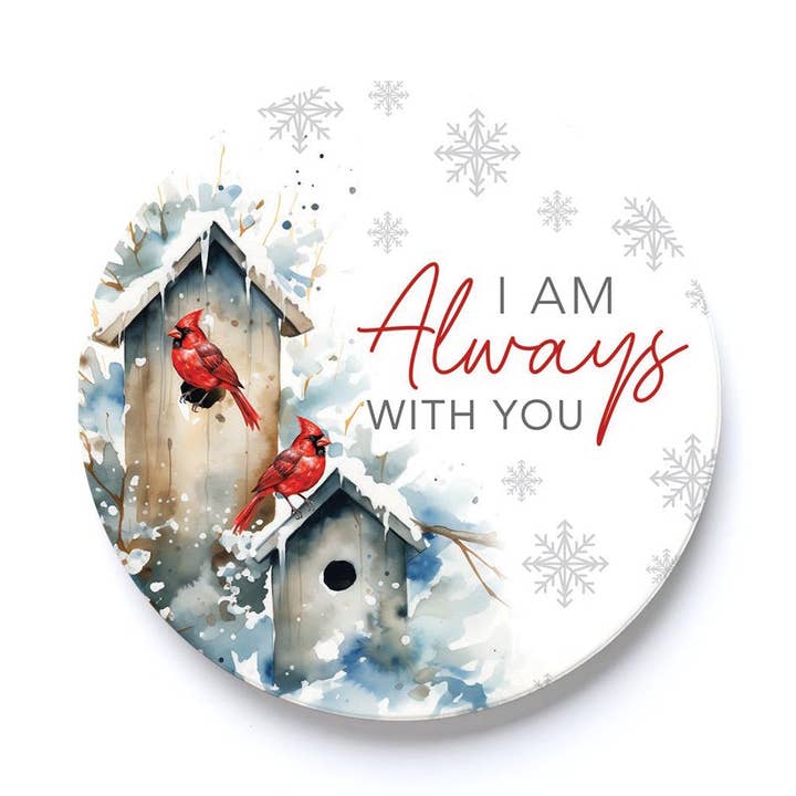Car Coaster-Cardinal Christmas Always With You for wholesale by Clairmont & Co