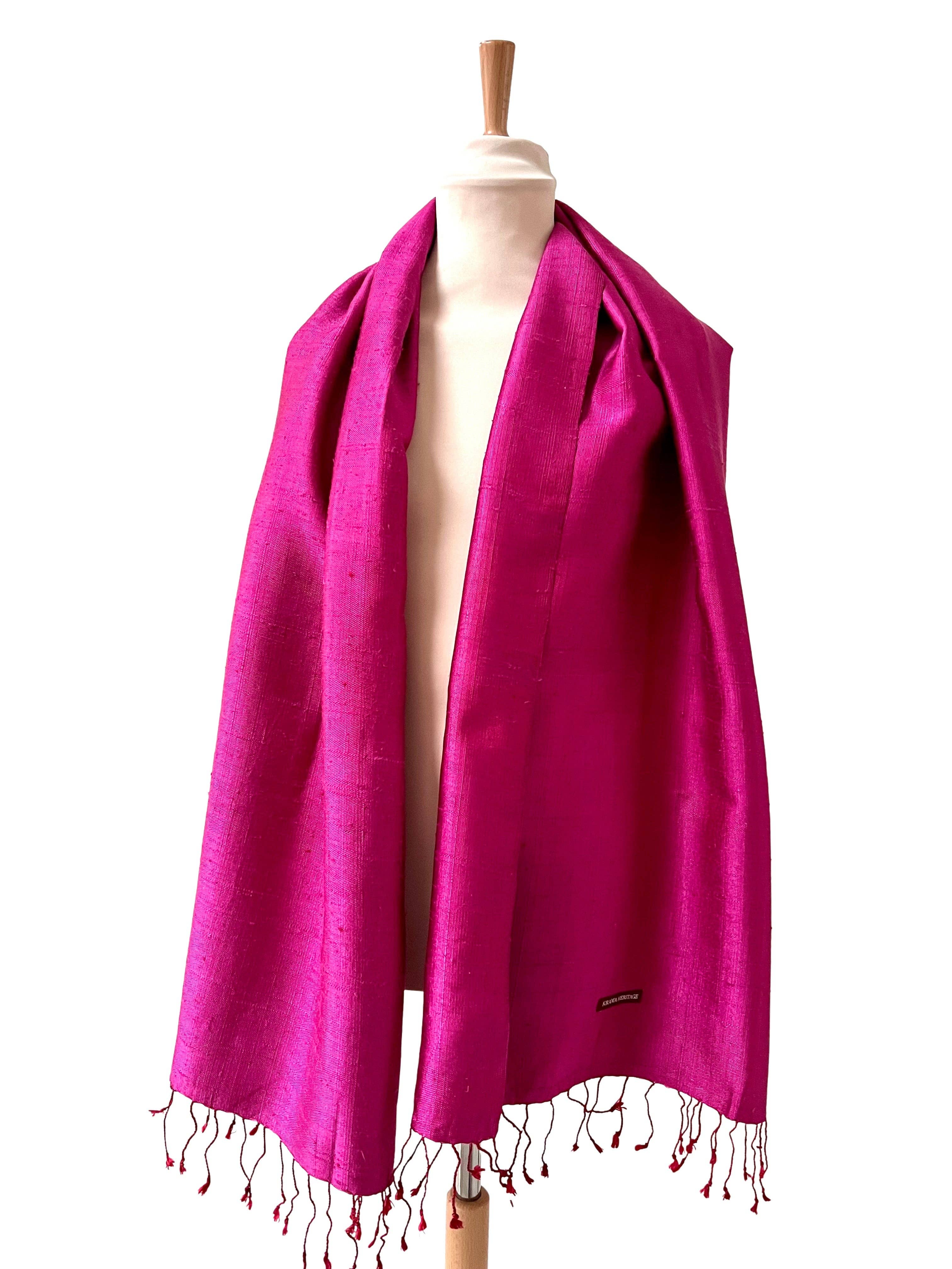 Krama Heritage - Wholesale Scarf - Women's - The Large Textured Fuchsia Krama in its palm leaf case - Woman