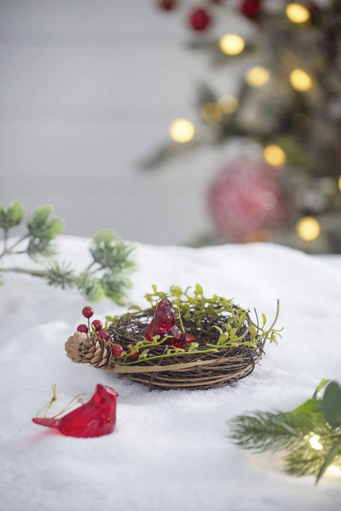 A&B Home Group Inc. - Wholesale Ornament - D4.5" Bird Nest - Brown/Green4