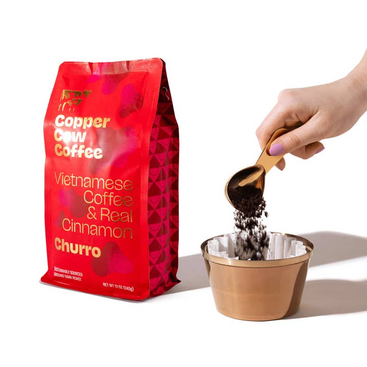 Copper Cow Coffee - Wholesale Ground Coffee - Ground Coffee - Churro Ground Coffee I 6 Pack Case1