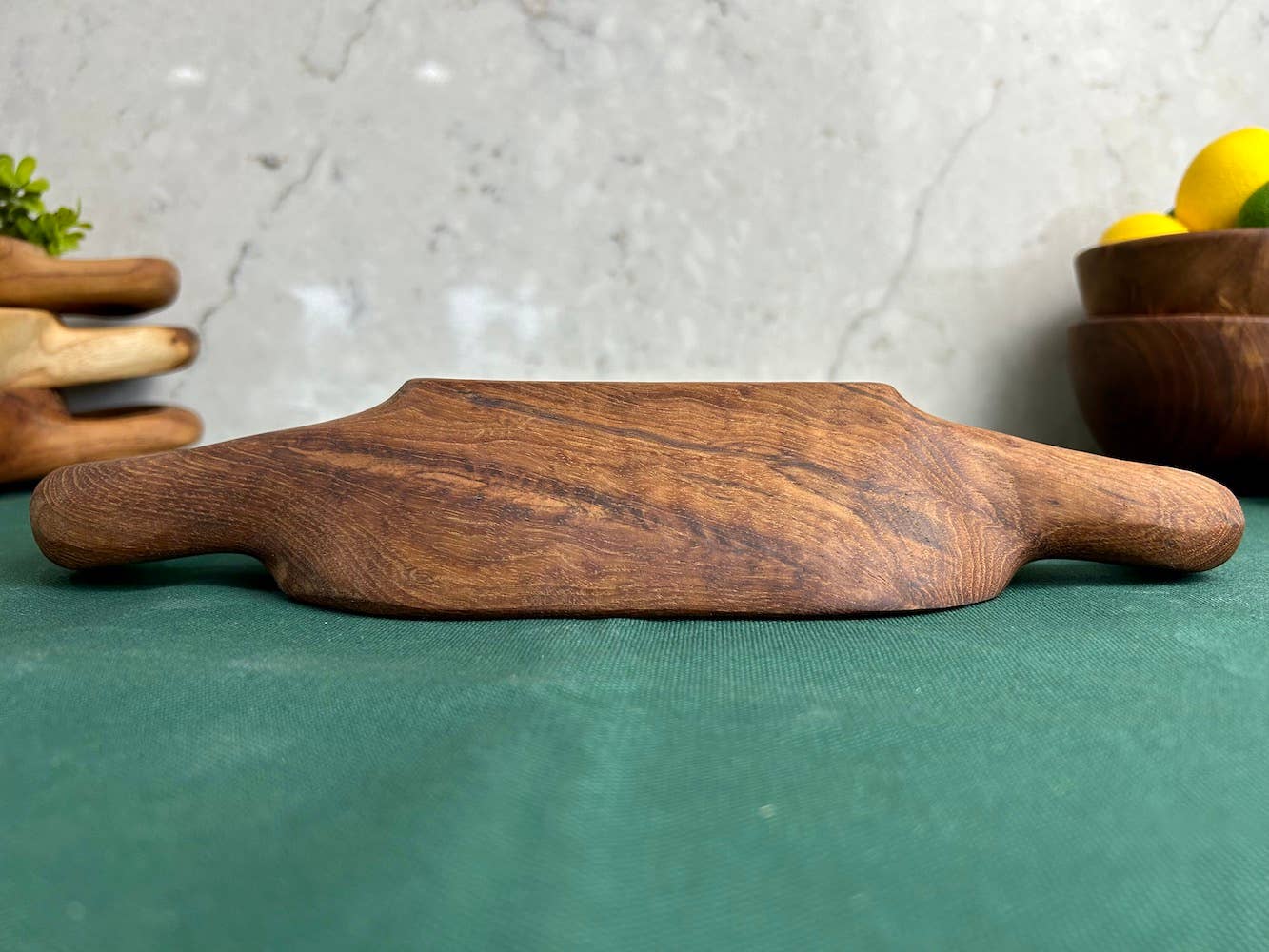 Tuckahoe Hardwoods – Engroshandel Pyntebakke – Rustikt teaktræsfad med håndtag - lille6