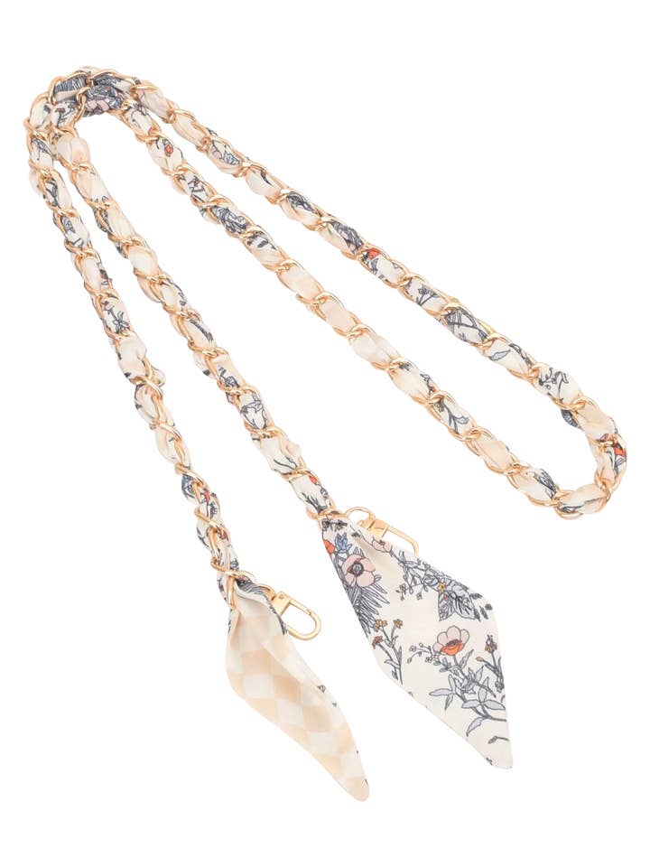 Guldtelefonkæde med tørklæde cremeblomst - lang for engroshandel hos Gemelli