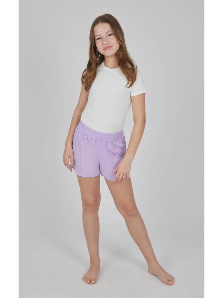 90 Degree by Reflex - Wholesale Athletic Shorts - Kids - Girls Lightstreme Short with Mesh Detail and Inner Panty