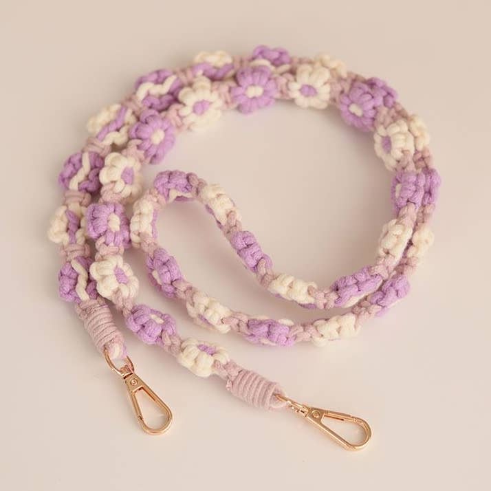 correa de cámara con estampado de flores de macramé, correa de teléfono para venta al por mayor de Weavey Studio
