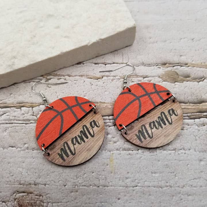 Treasure Wholesale - Wholesale Dangle earrings - Sports mama Baseball Basketball Earrings - Mother's Day Gift1