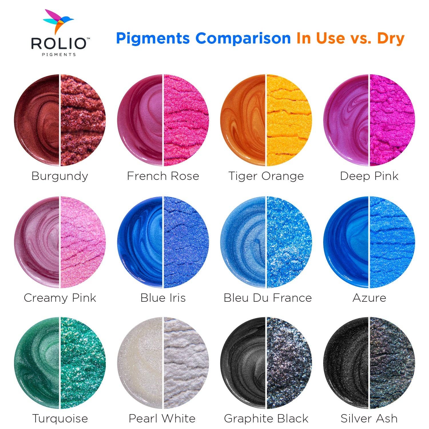 Rolio Pigments - Vente Pigments - Ensemble original de 24 couleurs de poudre de mica, pots de 10 g1