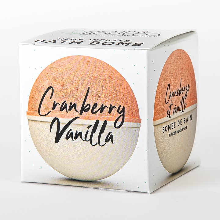 Hampa-infunderad badbomb - Tranbärvanilj för wholesale av Hemp & Body Co