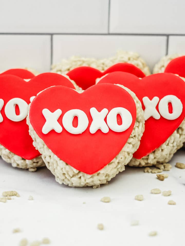 Valentine's Day Heart with Conversation Rice Crispie Treats for wholesale by Creative Crispies Co.