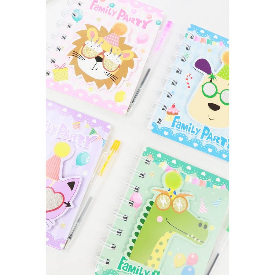 MIX COLOR Assorted Animal Family Party Notebook with Pen for wholesale on Faire6