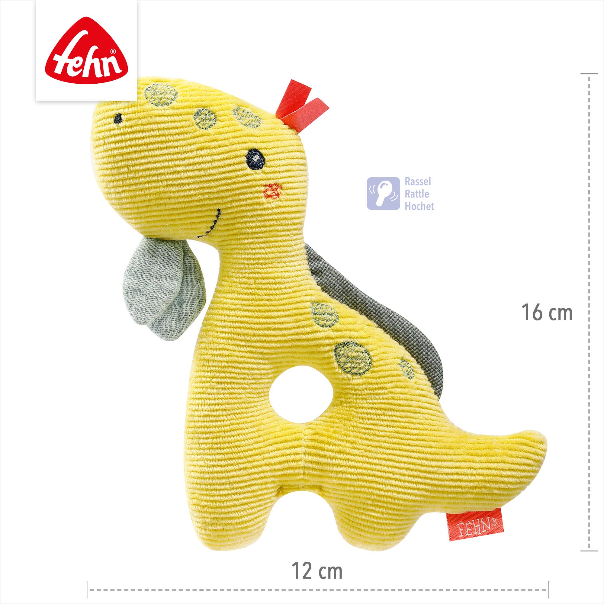 Fehn – Großhandel Handrassel – Baby – Ring-Greifling Dino - Motorikspielzeug mit Rassel4
