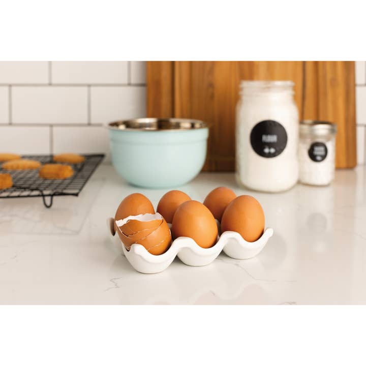 Danica Brands - Wholesale Egg cup/holder - Matte White Ceramic Egg Crate2