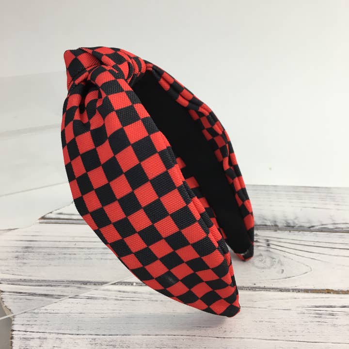 Rode en zwarte hoofdband met geruite knoop voor wholesale door SongLily