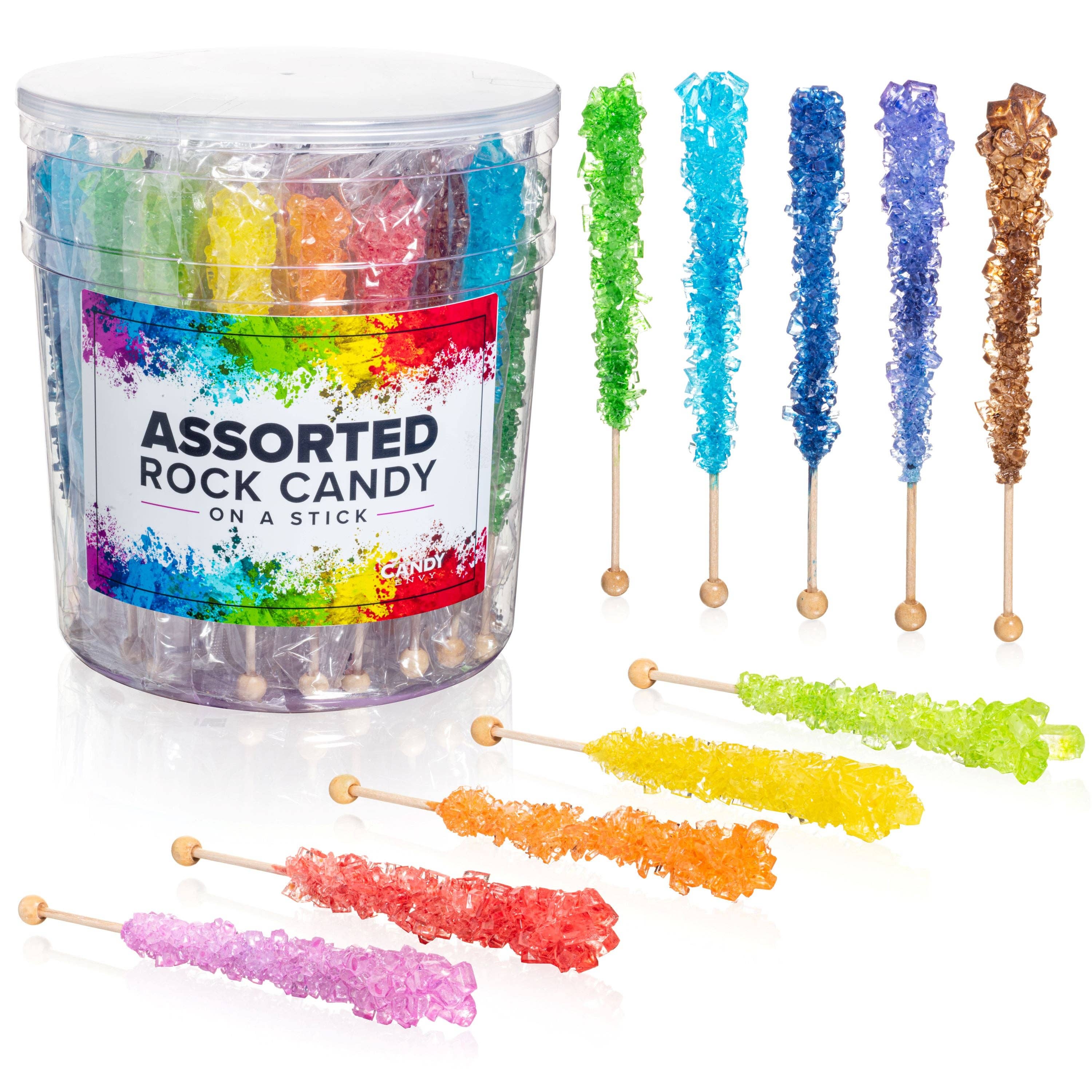 Candy Envy - Wholesale Hard Candy - Assorted Colors Rock Candy Sugar Sticks - Assorted Flavors16