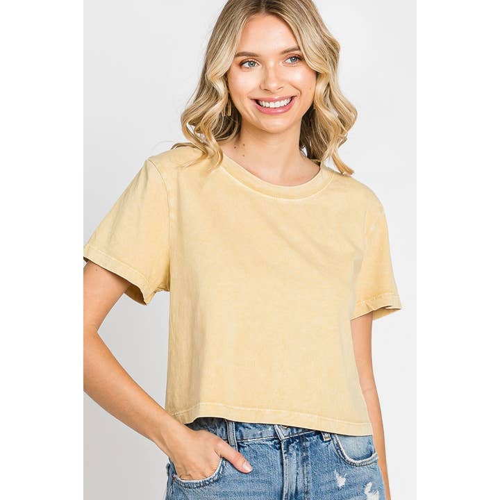 HRTandLUV - Wholesale T-Shirt - Women's - MINERAL WASHED SHORT SLEEVE GRAPHIC CROP TOP