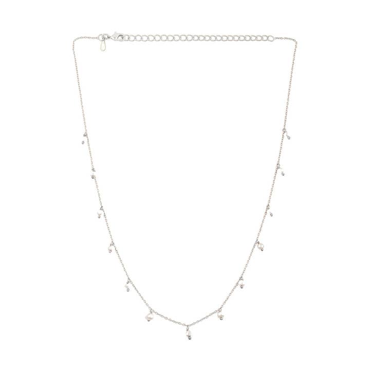 Pearls Galore Pearl Droplets Choker Necklace Silver for wholesale by Protsaah