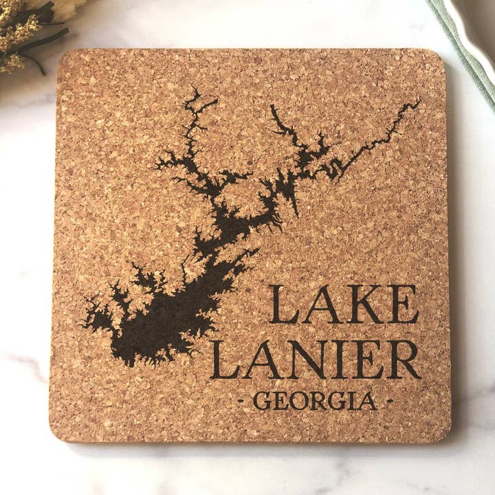 Custom Lake Map Cork Trivet Hot Pad - Custom Lake Map for wholesale by The Lillie Pad