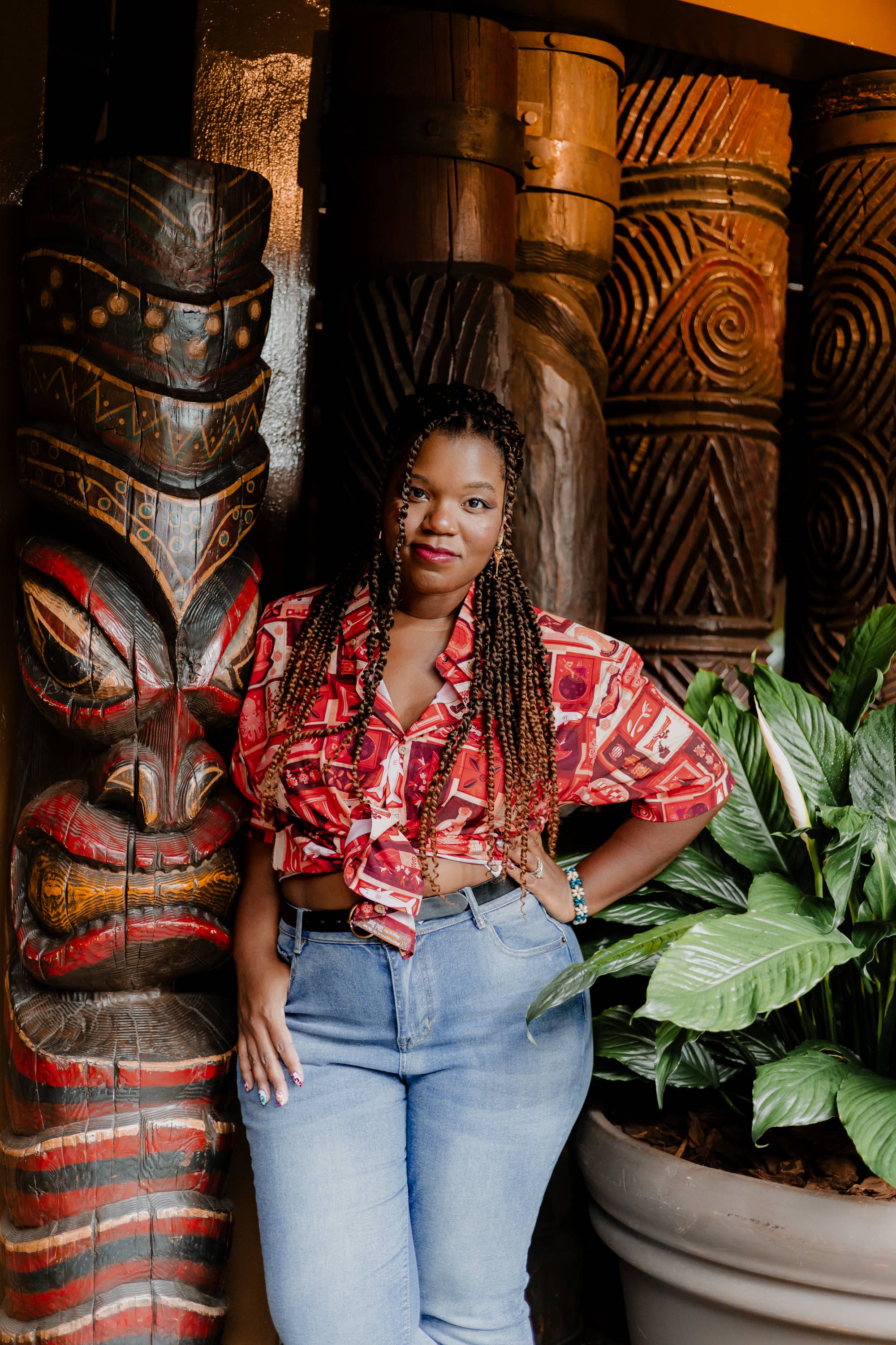 Park Candy - Wholesale Shirt - Unisex - Red Lava Tiki Tiki Button Up Shirt1