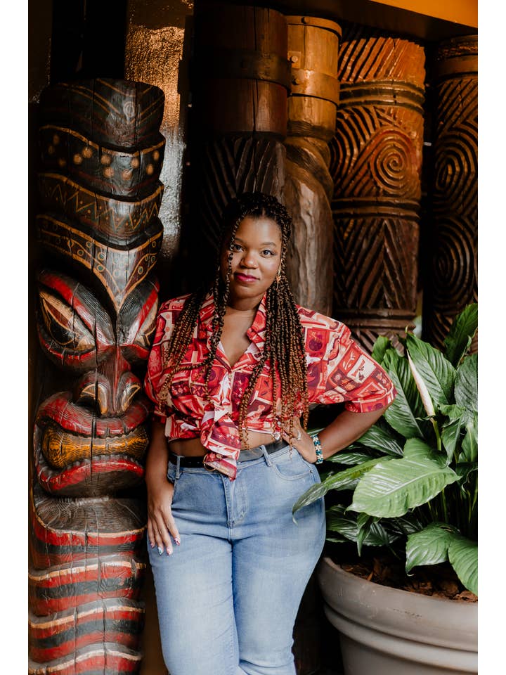 Park Candy - Wholesale Shirt - Unisex - Red Lava Tiki Tiki Button Up Shirt1