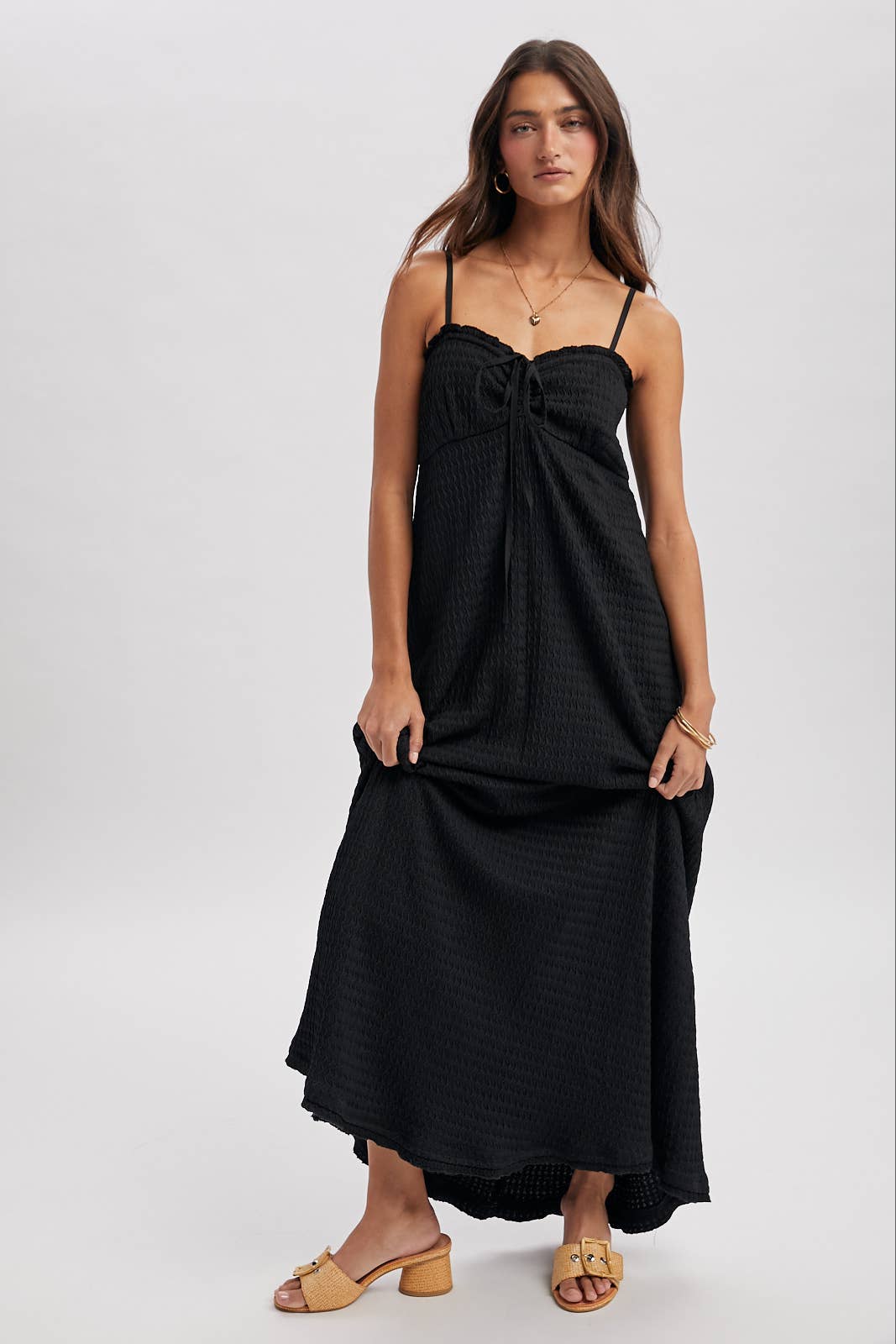 Wishlist Apparel - Wholesale Dress - Women's - TEXTURED TIE-FRONT MAXI DRESS / WL25-1171211