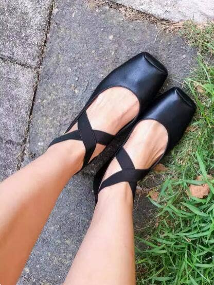 Whisper Mint - Wholesale Flats - Women's - Stylish French Elastic Cross Strap Mary Jane Ballet Shoes4