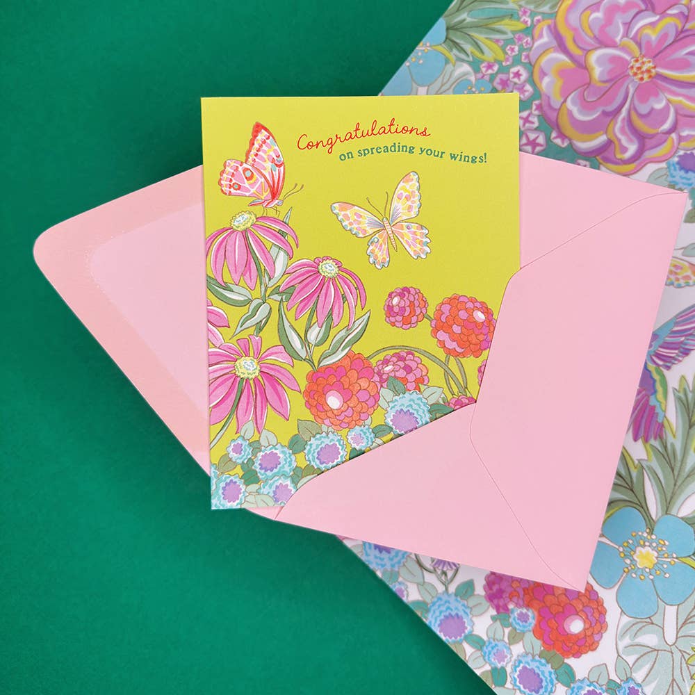 O.O.M.F. Creative - Wholesale Congratulations Card - Butterfly & Flowers | Congratulations Card | New Beginnings1