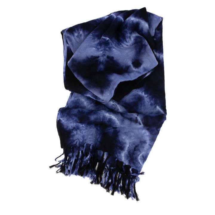 Hand-dyed Oversized Cashmere Wrap - Blue for wholesale by fig & bella