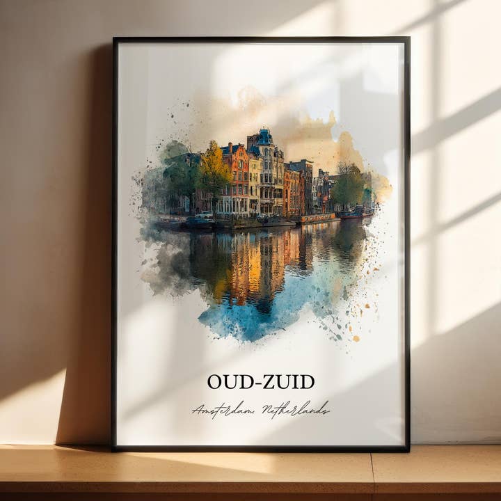 Oud-Zuid Muurkunst, Oud-Zuid Print, Oud-Zuid Aquarel Kunst, Amsterdam Cadeau, Oud-Zuid Reisprint, Amsterdam Poster, Inwijdingscadeau voor wholesale door Premium Travel Art