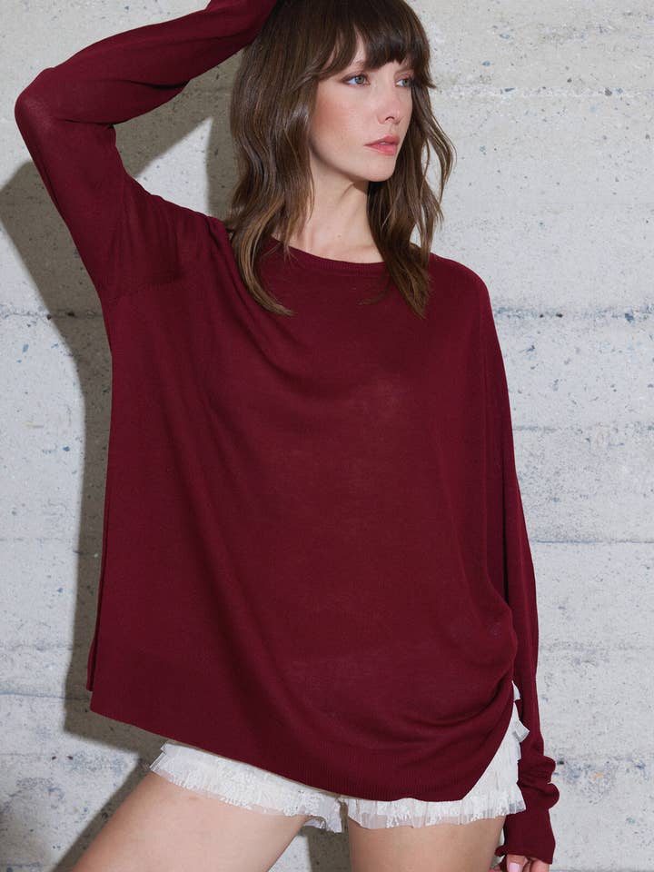 Crew Neck Fine Knit Sweater for wholesale by Lara Daisy