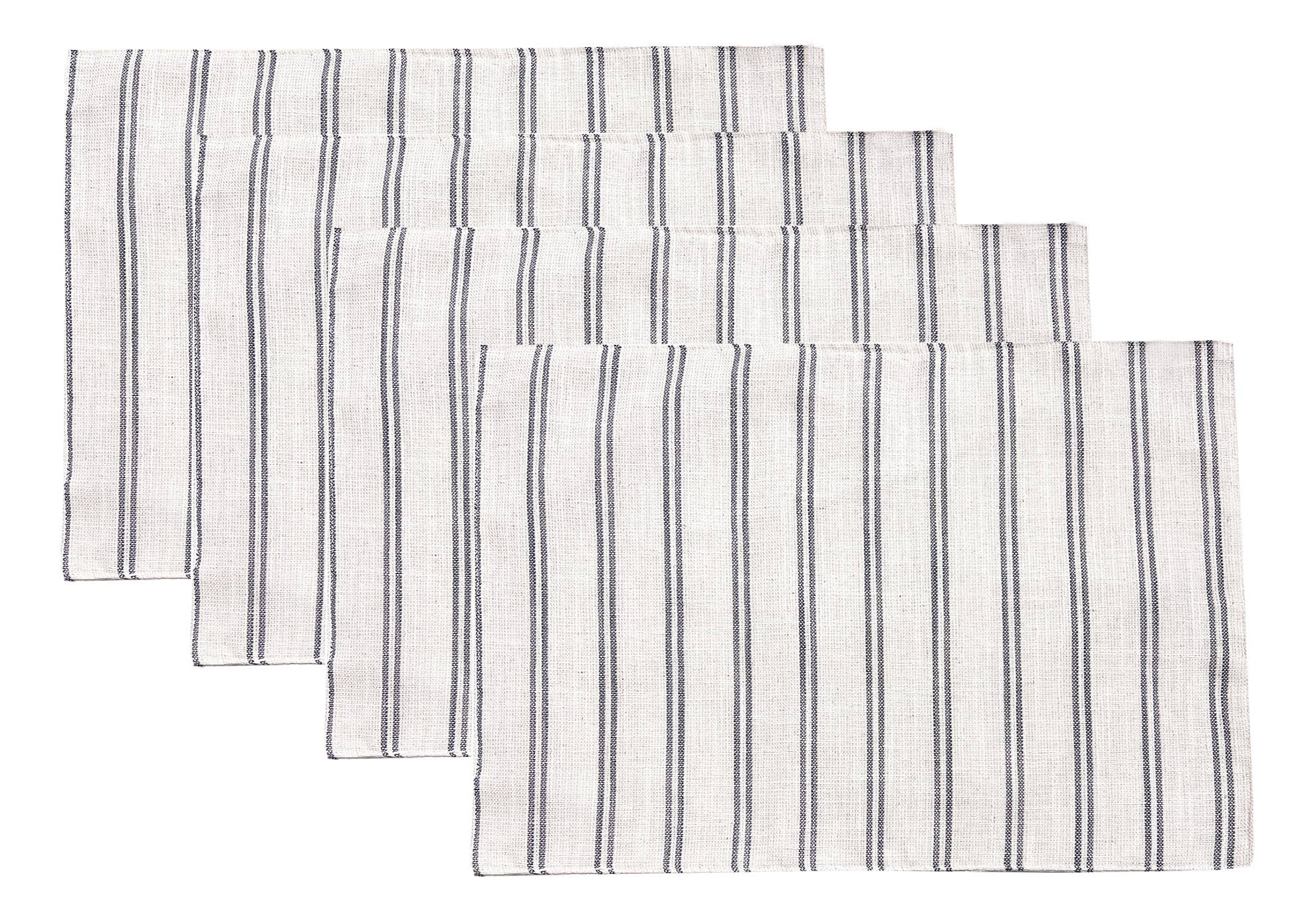 Fennco Styles - Vente Sets de table - Napperon moderne à rayures en lin et polyéthylène2