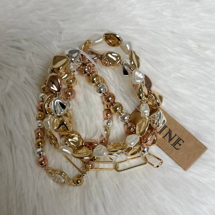 MiMi Wholesale - Wholesale Jewelry Set - Dorianne Metallic Beaded Jewelry Set Bracelet1