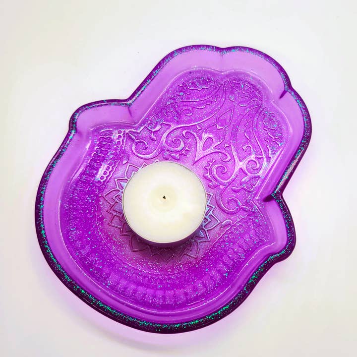 Slightly Askew Art - Wholesale Jewelry Dish - Hamsa Hand Trinket Dish - Made with Resin & Color-Shift Mica8