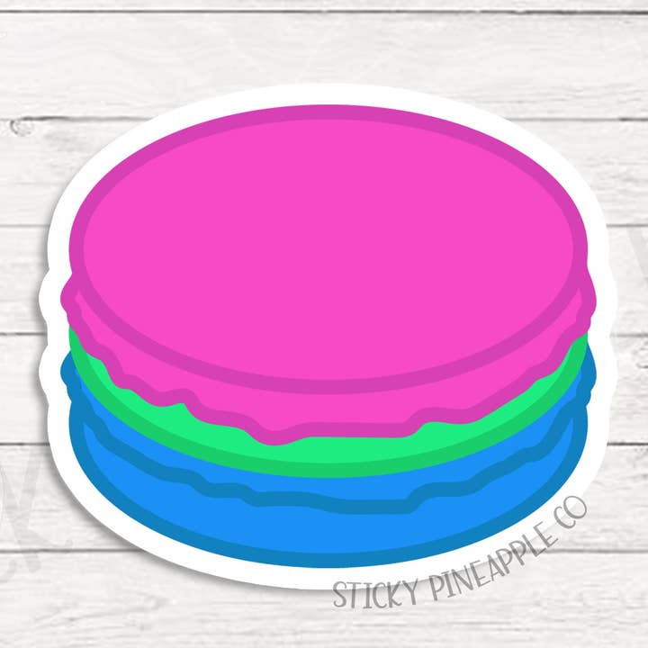 Polysexual Macaron Sticker | 2.5" Matte Sticker | LGBTQIA+ Pride Sticker | Weatherproof | For Laptop, Tumbler, Water Bottle & More! for wholesale by Sticky Pineapple Co