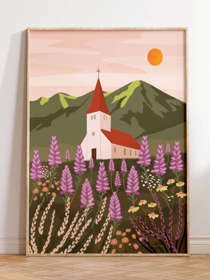 Vik, Island Konstaffisch för wholesale av Illustrations Its Funny Howww Inc