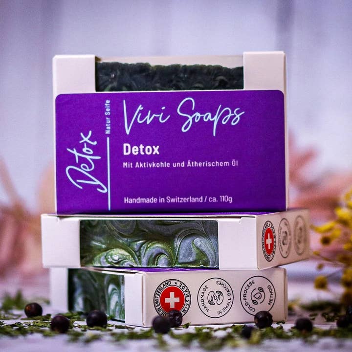 Detox - handmade vegan soap with activated charcoal for wholesale by ViviSoaps