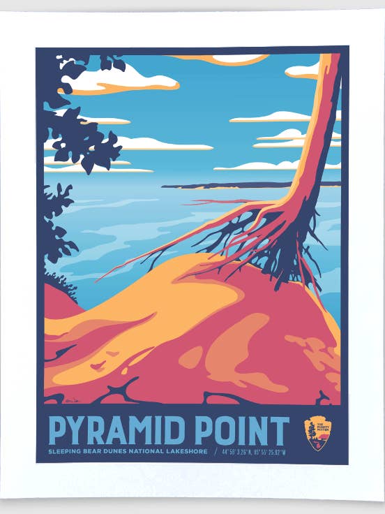 Pyramid Point - Michigan Travel Art Print for wholesale by The Mighty Mitten