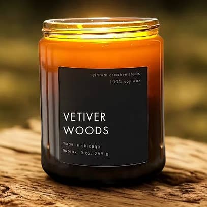 Vetiver Woods – Spicy Green + Woody Soy Candle Wholesale for wholesale by Einnim