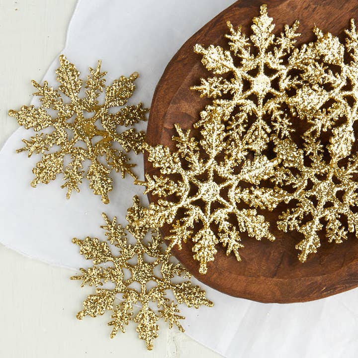 Factory Direct Craft - Wholesale Ornament - Pack of 6 Gold Glittered Snowflake Ornaments (Select Size)4