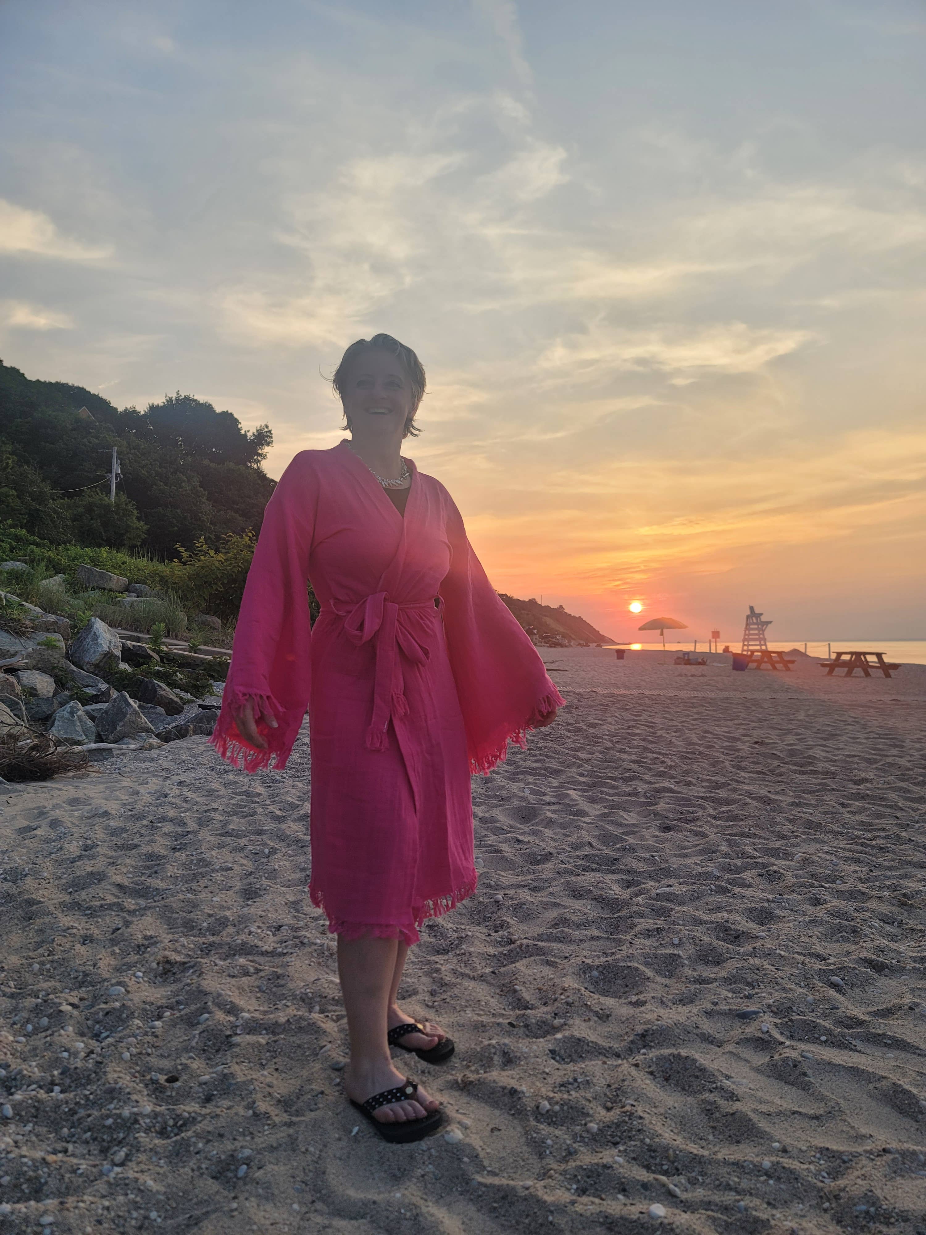 Kalkedon Towels – Robe - Mulher por atacado – Robe kimono de algodão turco comprimento total4