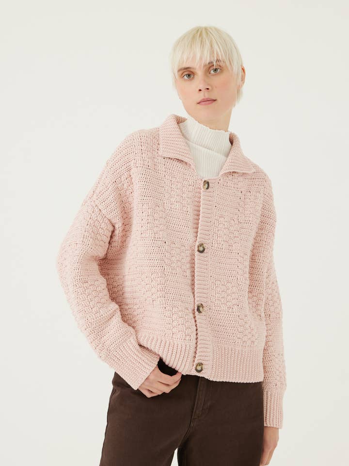 Prietema Jacket: Handmade Cotton Jacket in Rose Pink for wholesale by The Knotty Ones