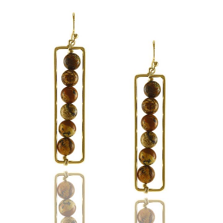 Rechteckige Ohrhänger aus Naturstein für den Großhandel von NY Jewelry House