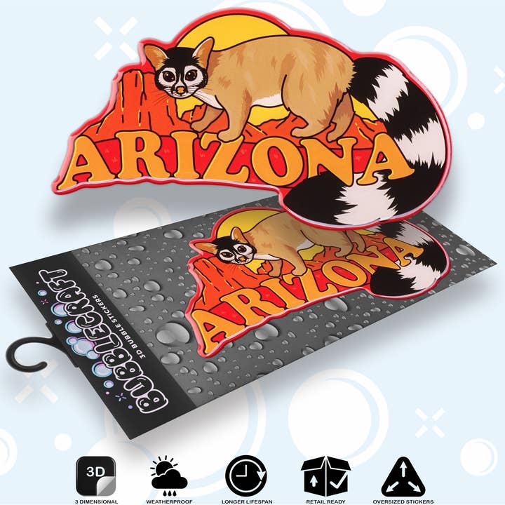 Arizona Ringtail Grafisk 3D Souvenirklistermärke för wholesale av Bubblecraft