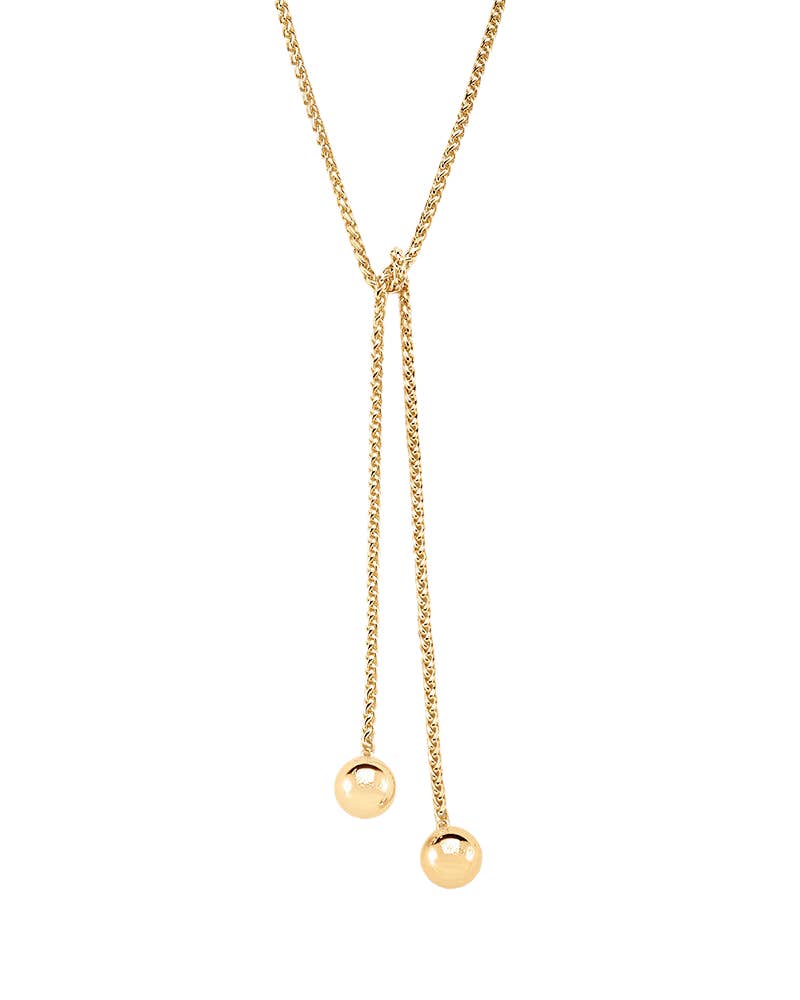 HoopLa - Vendita all'ingrosso Collane a catena e maglie - Collana in acciaio con corda a laccio, nappina a sfera e catena avvolgente Audrey.