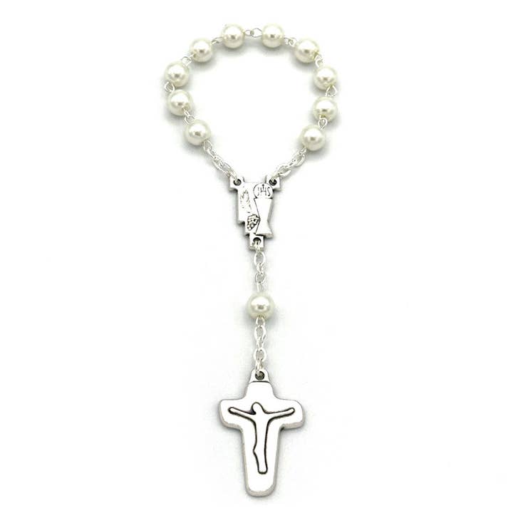 Rosary One Decade First Communion Glass Pearl Beads for wholesale by RM Trading